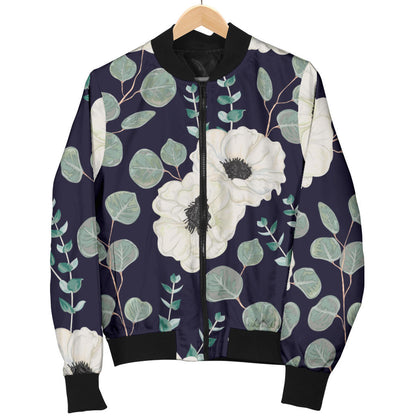 Anemone Pattern Print Design AM01 Women Bomber Jacket
