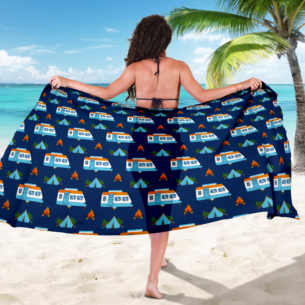 Camper Pattern Camping Themed No 3 Print Sarong Pareo Wrap