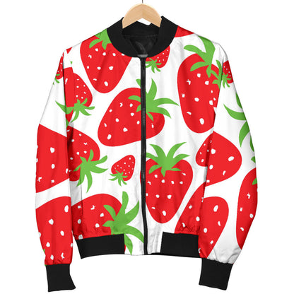 Strawberry Pattern Print Design SB01 Women Bomber Jacket