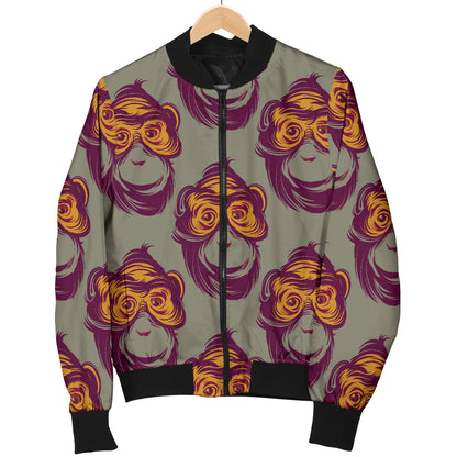 Chimpanzee Pattern Print Design 02 Women's Bomber Jacket