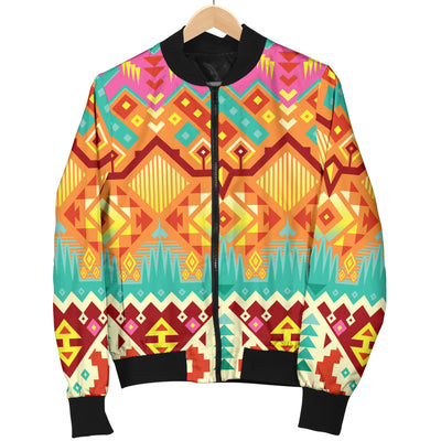 Aztec Pattern Print Design 03 Women's Bomber Jacket