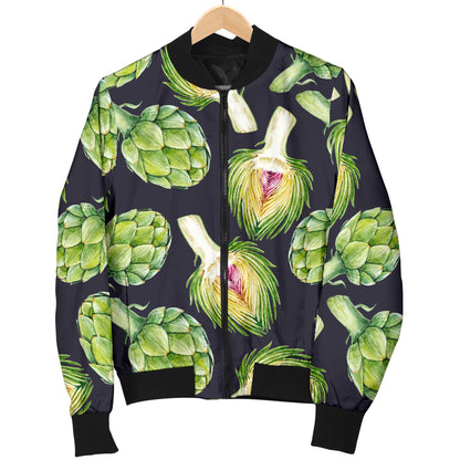 Artichoke Pattern Print Design 01 Women's Bomber Jacket