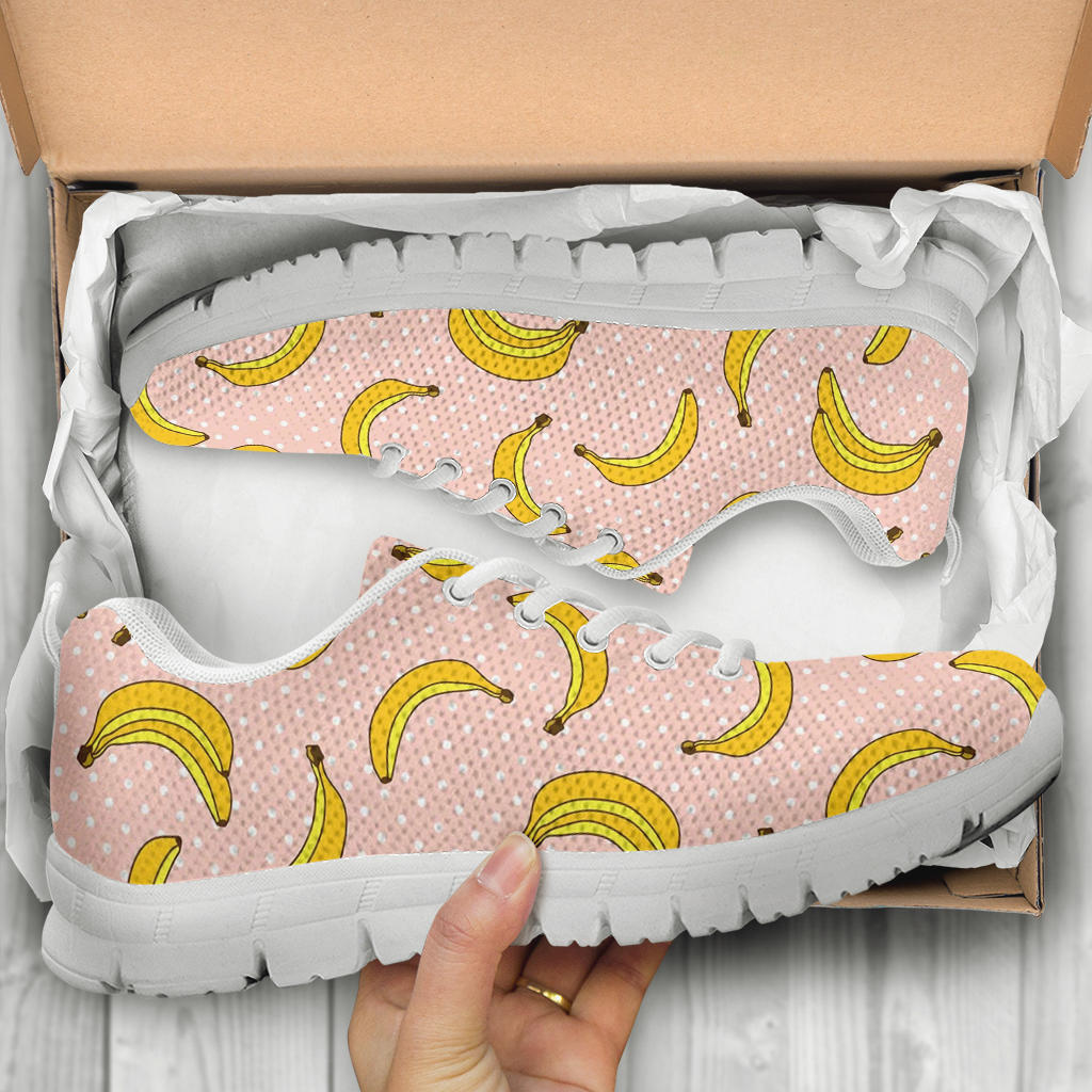 Banana Pattern Print Design BA06 Sneakers White Bottom Shoes