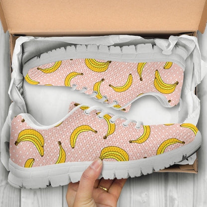Banana Pattern Print Design BA06 Sneakers White Bottom Shoes