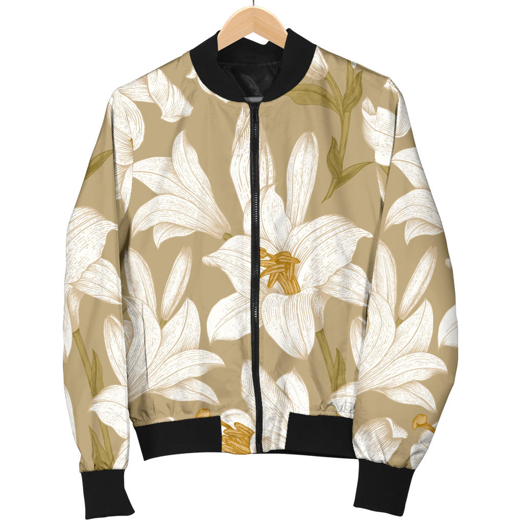 Lily Pattern Print Design LY07 Men Bomber Jacket