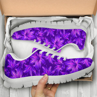Amaryllis Pattern Print Design AL03 Sneakers White Bottom Shoes