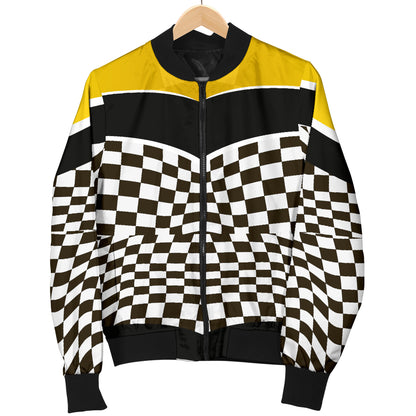 Checkered Pattern Print Design 02 Women's Bomber Jacket