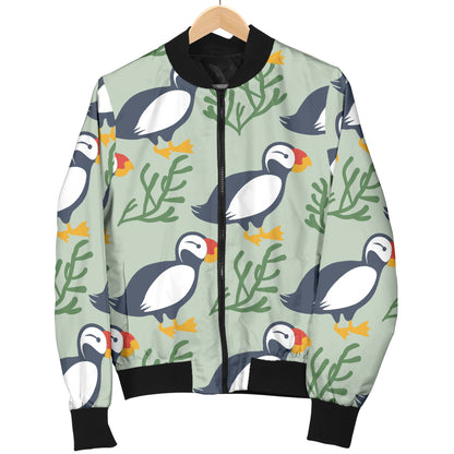 Puffin Pattern Print Design A04 Women's Bomber Jacket