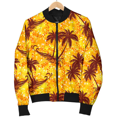 Palm Tree Pattern Print Design PT012 Women Bomber Jacket