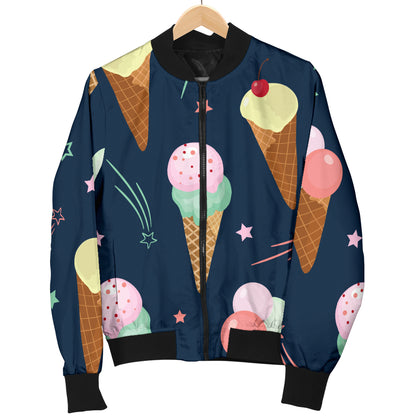 Ice Cream Pattern Print Design 04 Women's Bomber Jacket