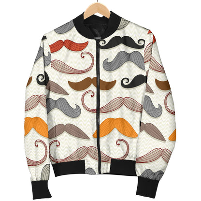 Mustache Pattern Print Design A02 Women's Bomber Jacket