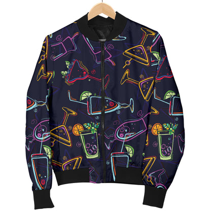 Cocktail Pattern Print Design 04 Women's Bomber Jacket