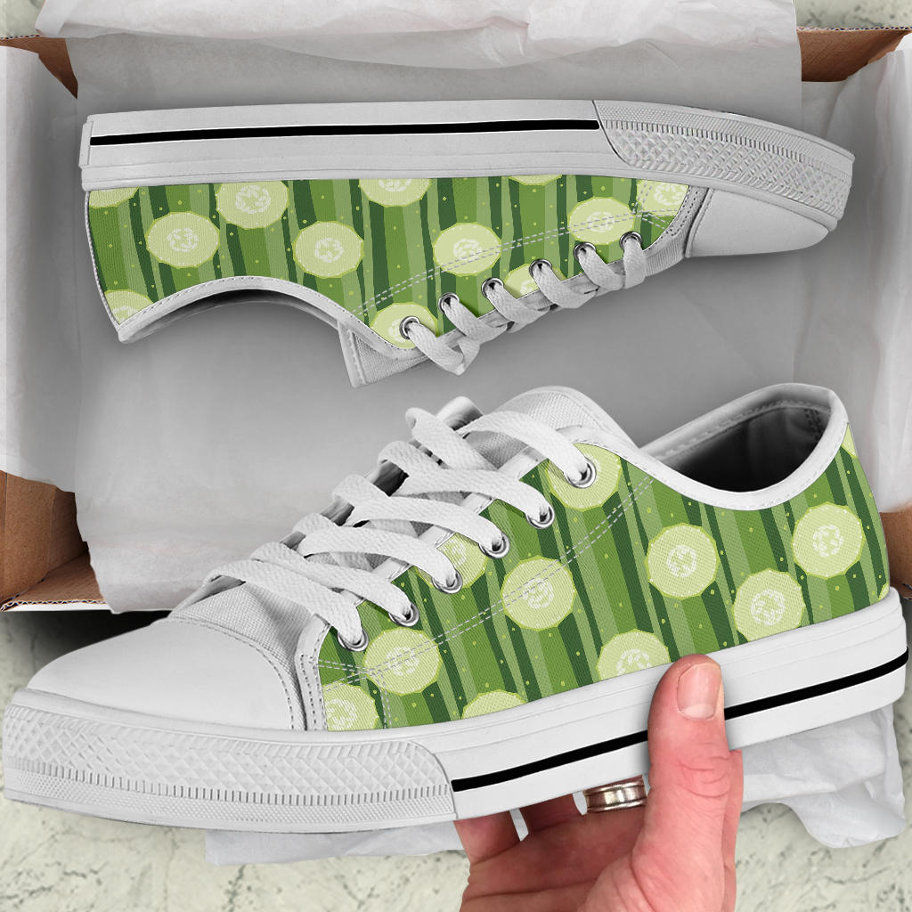 Cucumber Pattern Print Design CC03 White Bottom Low Top Shoes