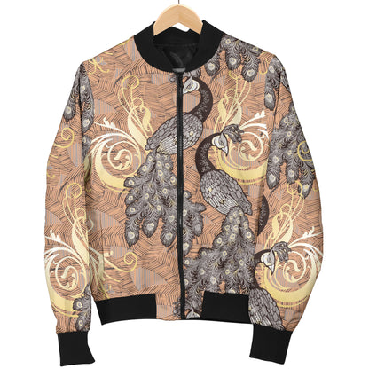 Peacock Pattern Print Design A05 Women's Bomber Jacket