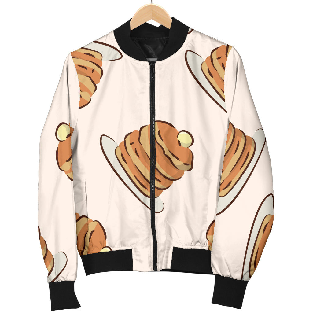 Pancake Pattern Print Design A01 Women's Bomber Jacket
