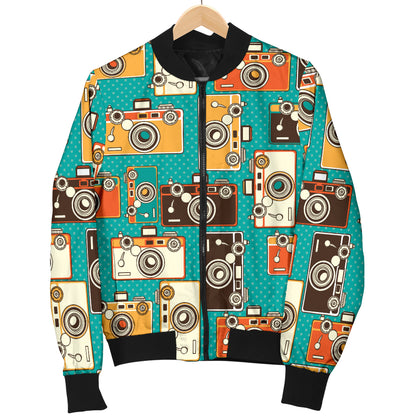 Camera Pattern Print Design 02 Women's Bomber Jacket
