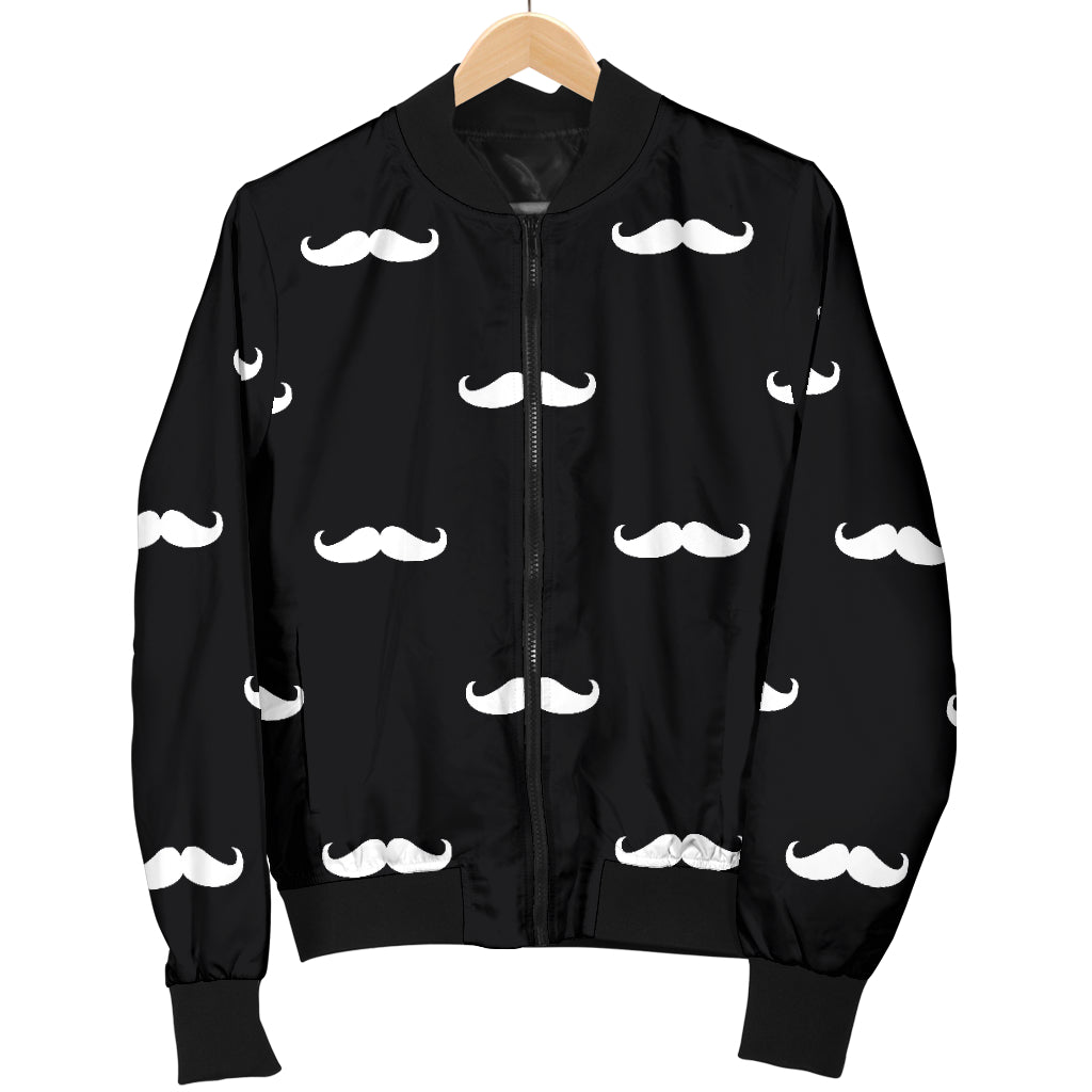 Mustache Pattern Print Design A04 Women's Bomber Jacket