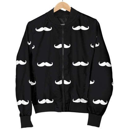 Mustache Pattern Print Design A04 Women's Bomber Jacket