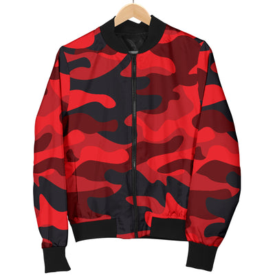 Camo Red Pattern Print Design 03 Women's Bomber Jacket