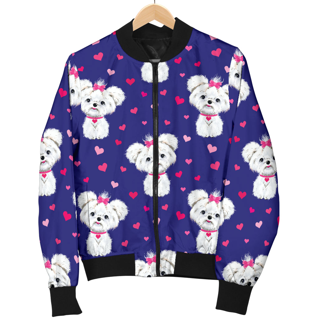 Maltese Pattern Print Design 02/womenbomber.jpg Women's Bomber Jacket