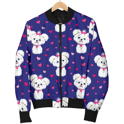 Maltese Pattern Print Design 02/womenbomber.jpg Women's Bomber Jacket