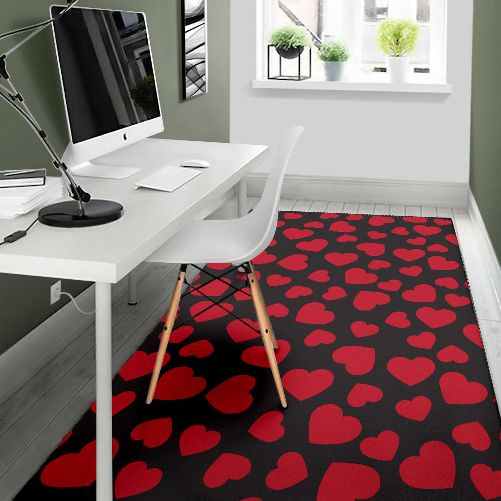 Heart Red Pattern Print Design HE01 Area Rugs