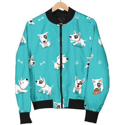 Bull Terriers Pattern Print Design 07 Women's Bomber Jacket