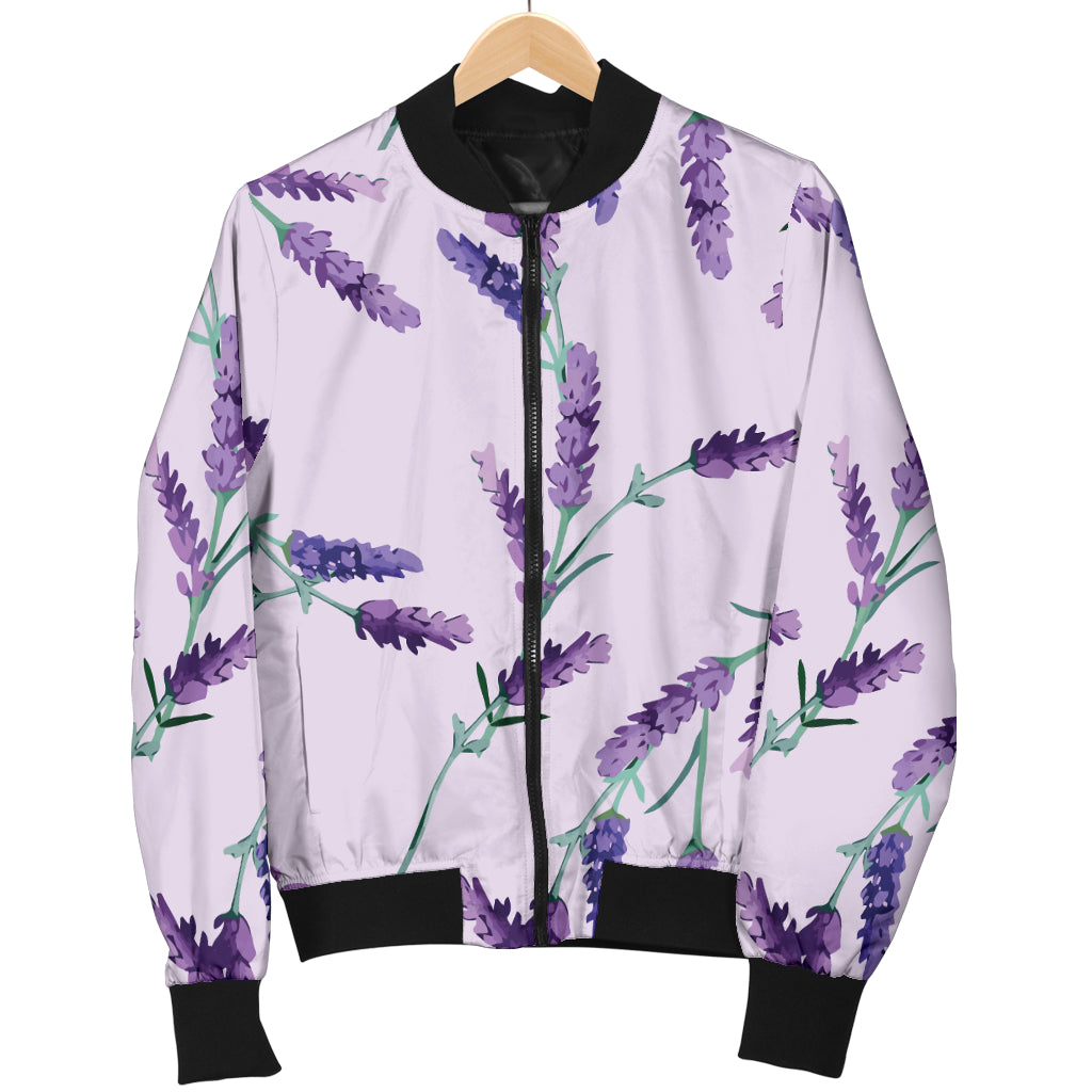 Lavender Pattern Print Design 02 Women's Bomber Jacket