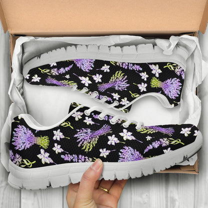 Lavender Pattern Print Design LV04 Sneakers White Bottom Shoes