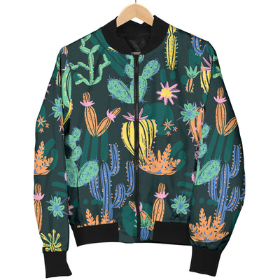 Cactus Pattern Print Design 05 Women's Bomber Jacket