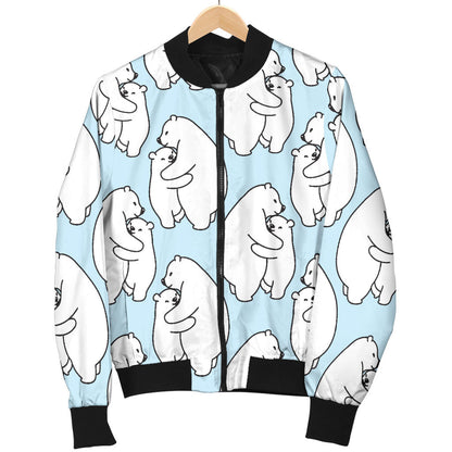 Polar Bear Pattern Print Design PB08 Women Bomber Jacket