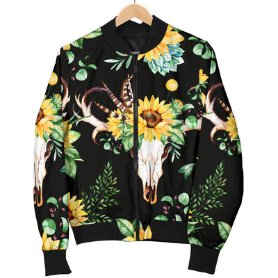 Sunflower Pattern Print Design SF08 Women Bomber Jacket