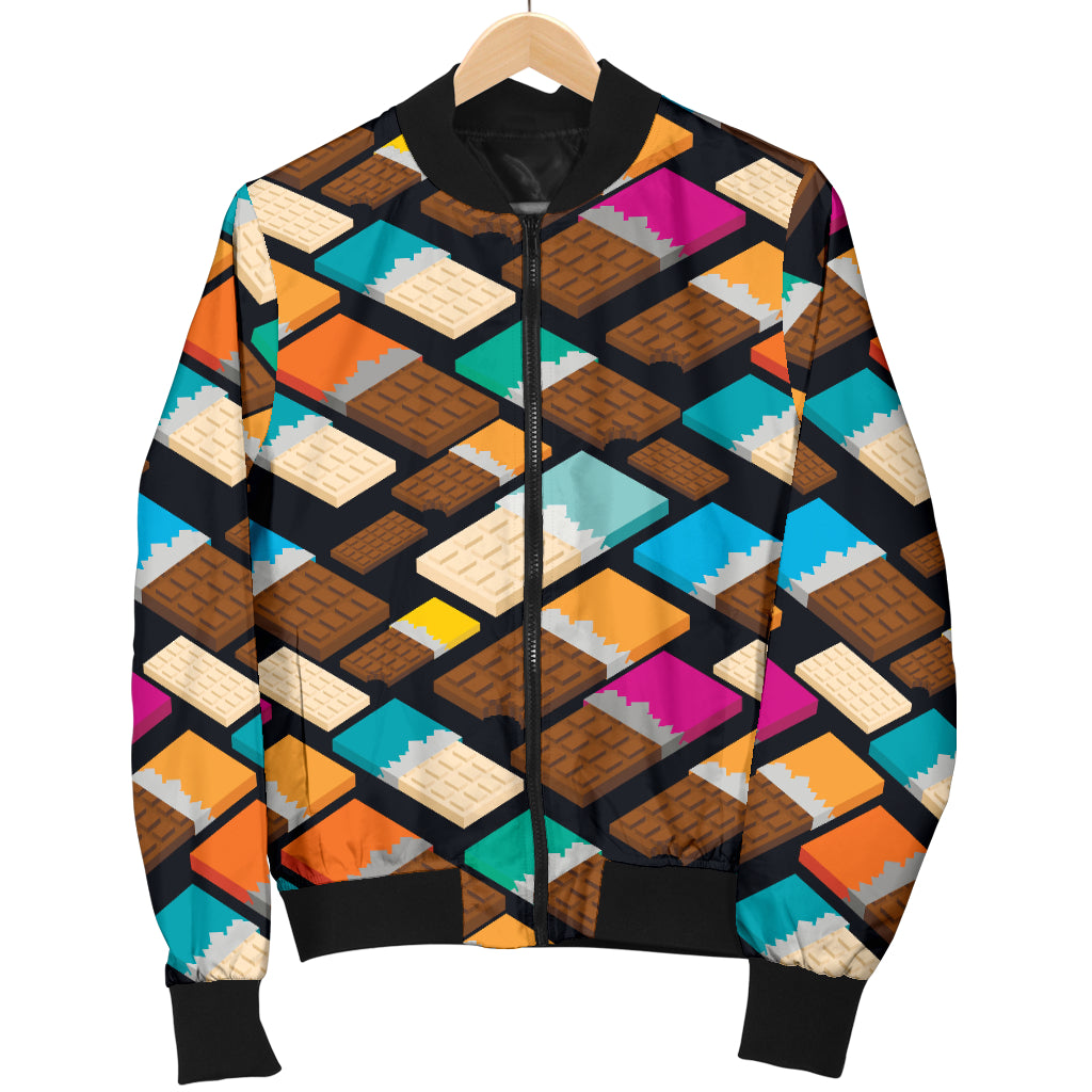 Chocolate Pattern Print Design 02 Women's Bomber Jacket