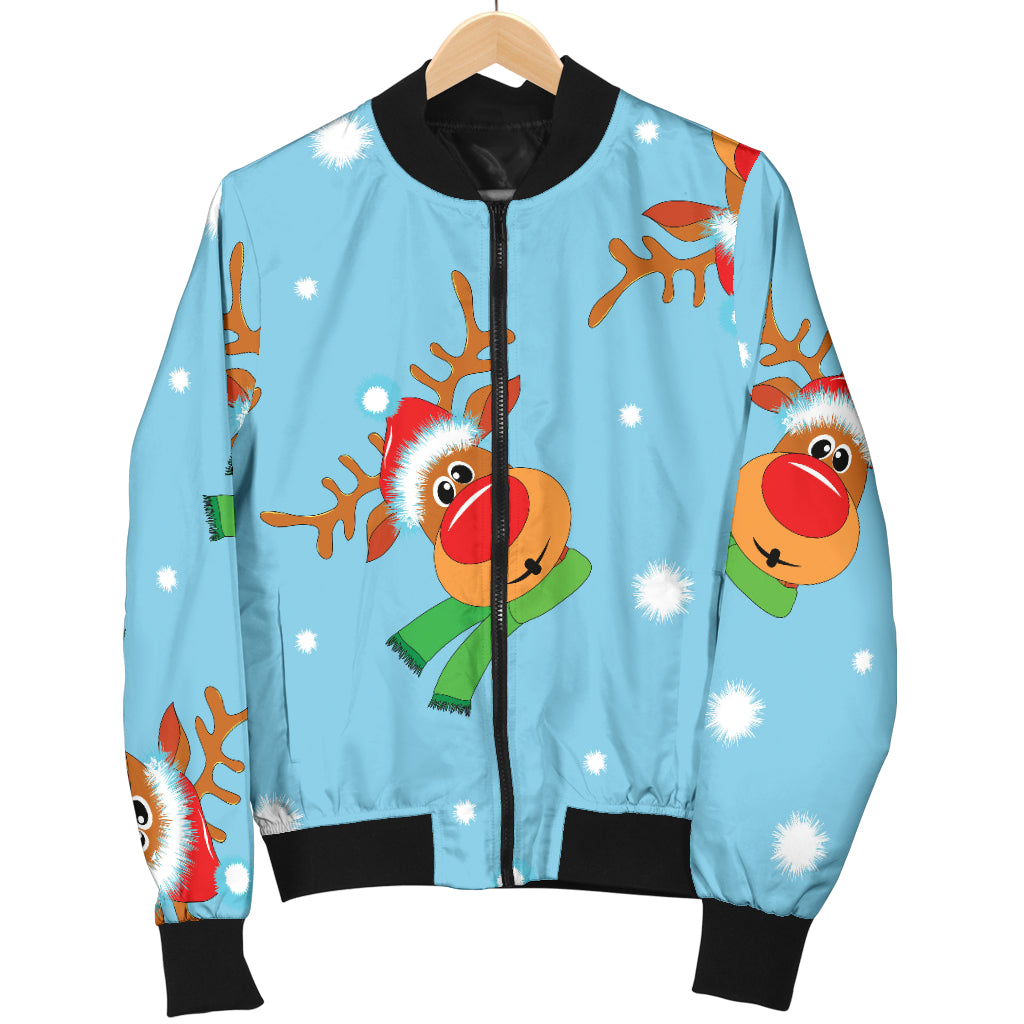 Reindeer cute Pattern Print Design 02 Women's Bomber Jacket