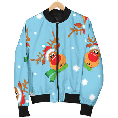 Reindeer cute Pattern Print Design 02 Women's Bomber Jacket