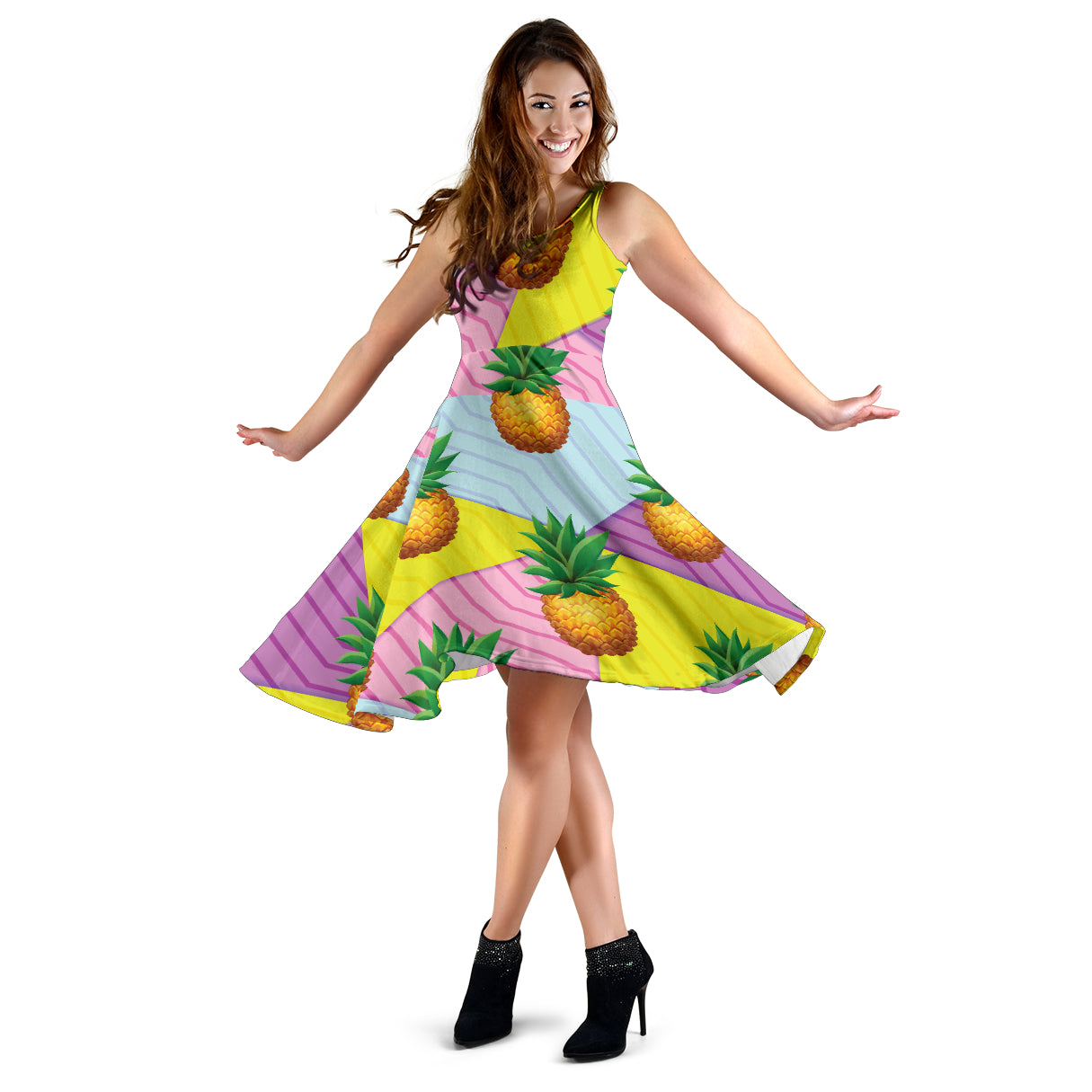 Pineapple Pattern Print Design PP05 Midi Dress