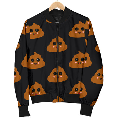 Poop Emoji Pattern Print Design A01 Women's Bomber Jacket