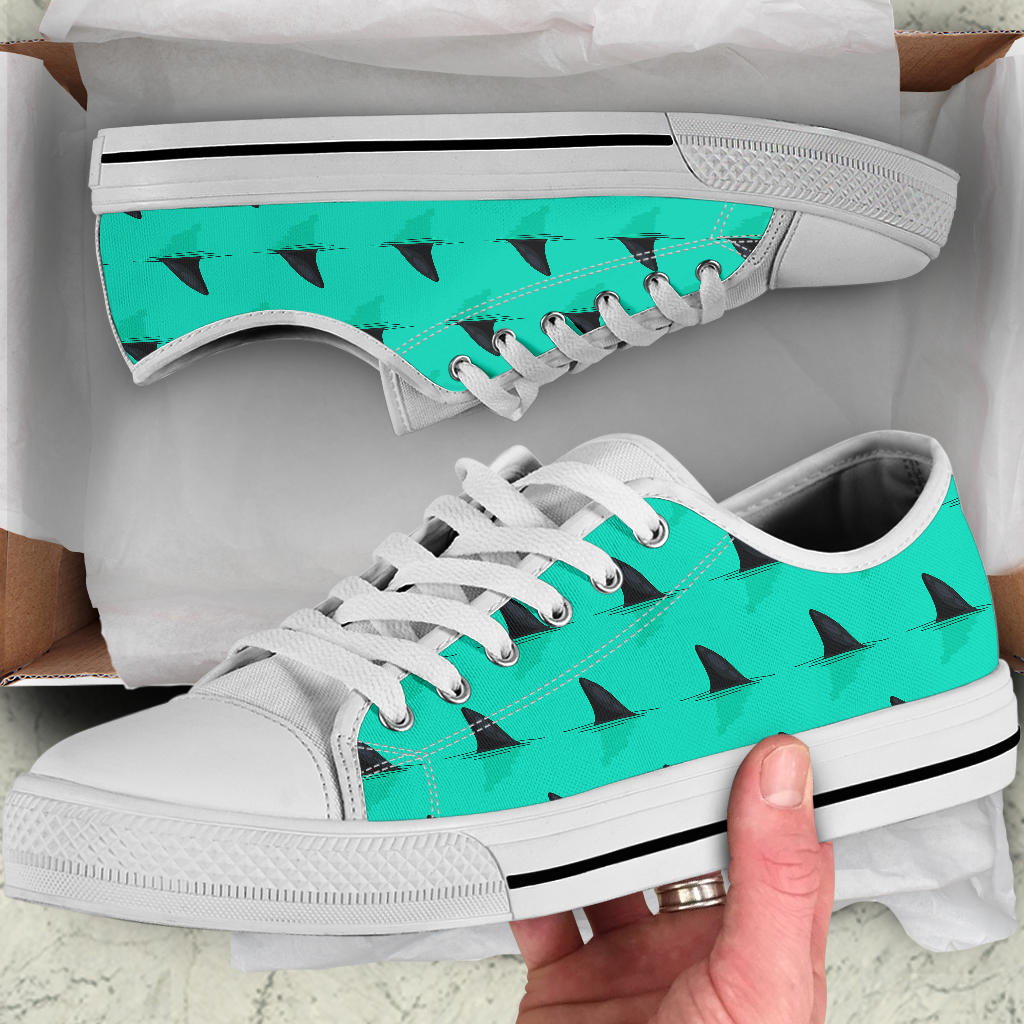 Shark Fin Pattern White Bottom Low Top Shoes