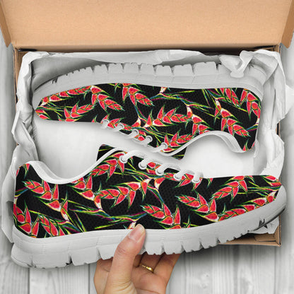Heliconia Pattern Print Design HL010 Sneakers White Bottom Shoes