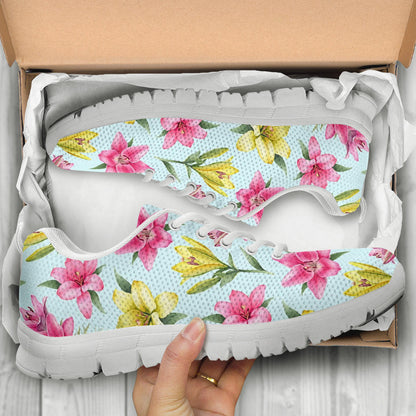 Lily Pattern Print Design LY010 Sneakers White Bottom Shoes