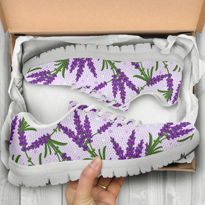 Lavender Pattern Print Design LV02 Sneakers White Bottom Shoes