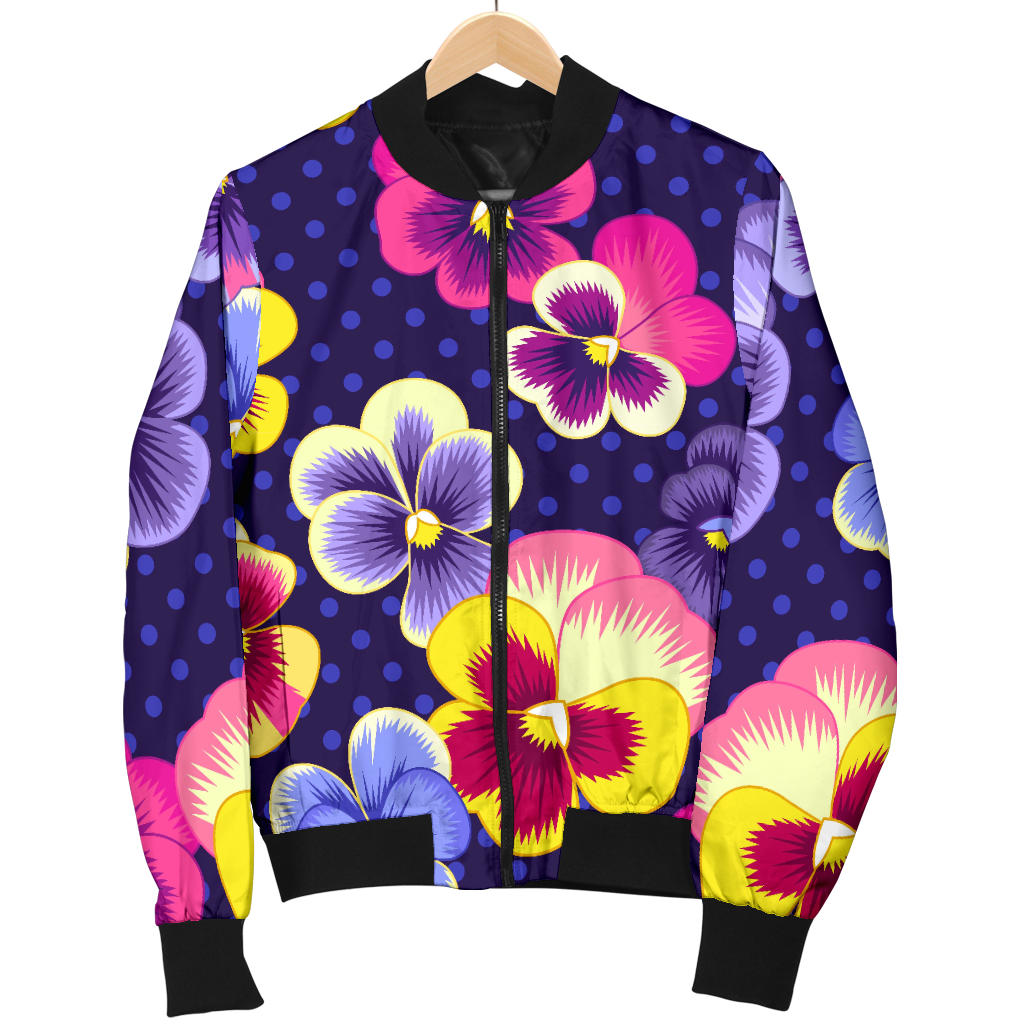 Pansy Pattern Print Design PS04 Men Bomber Jacket