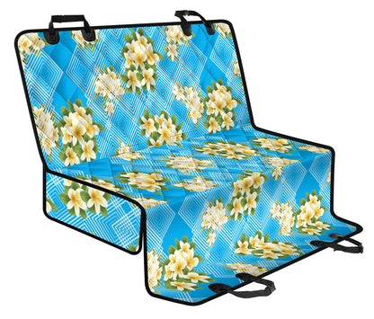 Yellow Plumeria Design Print Pattern Rear Dog  Seat Cover