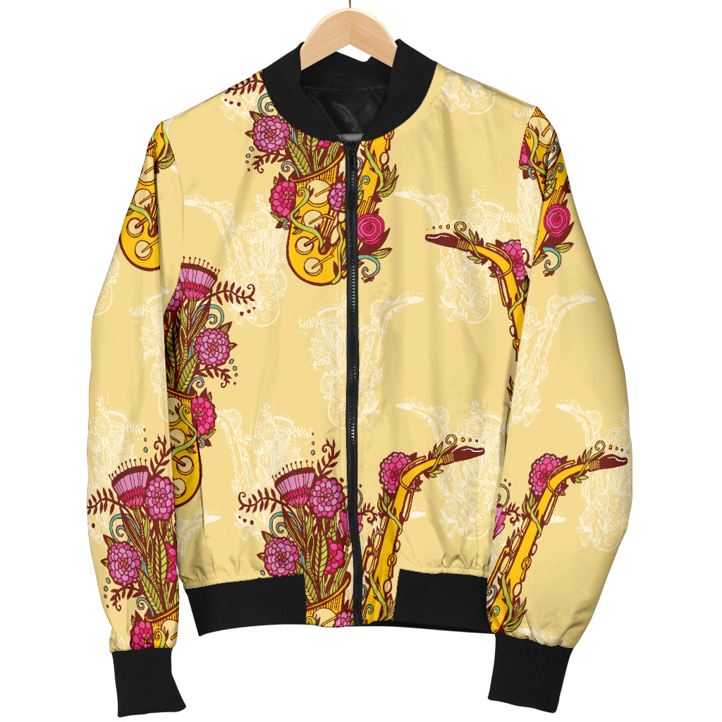 Saxophone Pattern Print Design 04 Women's Bomber Jacket
