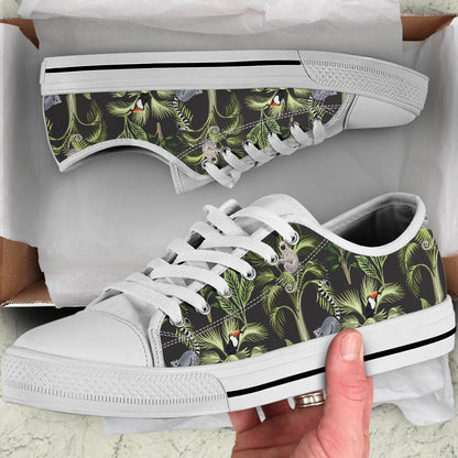 Rainforest Pattern Print Design RF05 White Bottom Low Top Shoes