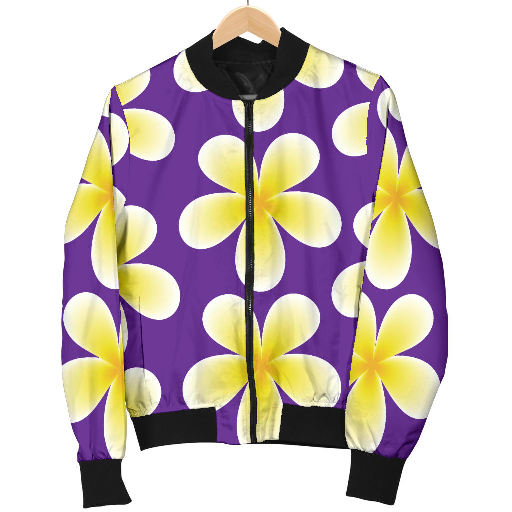 Yellow Plumeria Pattern Print Design PM05 Men Bomber Jacket