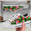 Pink Red Hibiscus Pattern Print Design HB023 White Bottom Low Top Shoes