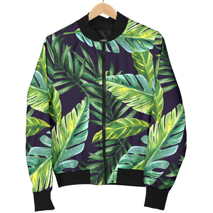 Tropical Flower Pattern Print Design TF06 Women Bomber Jacket