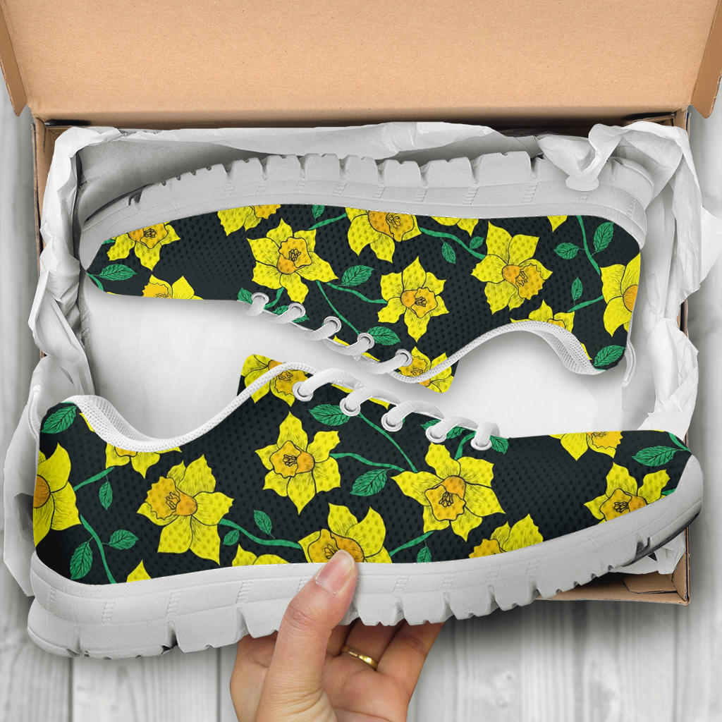 Daffodils Pattern Print Design DF03 Sneakers White Bottom Shoes