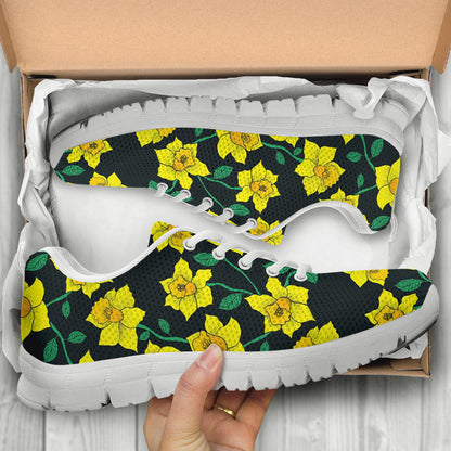 Daffodils Pattern Print Design DF03 Sneakers White Bottom Shoes